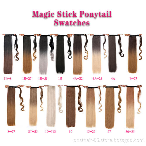 Long Straight Extensions 613 Wrap Around Clip In Ponytail Hair Extension Heat Resistant Synthetic Pony Tail Fake Hair